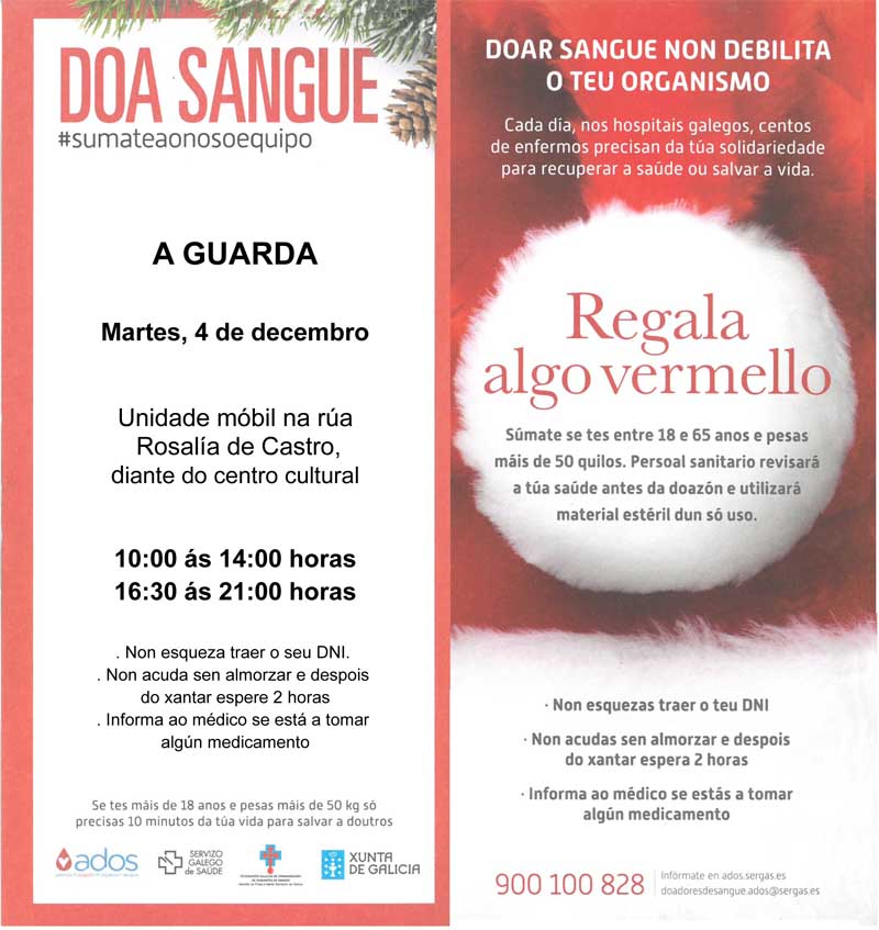 A Unidade Móbil do Centro de Transfusión de Galicia visita A Guarda 4 de decembro