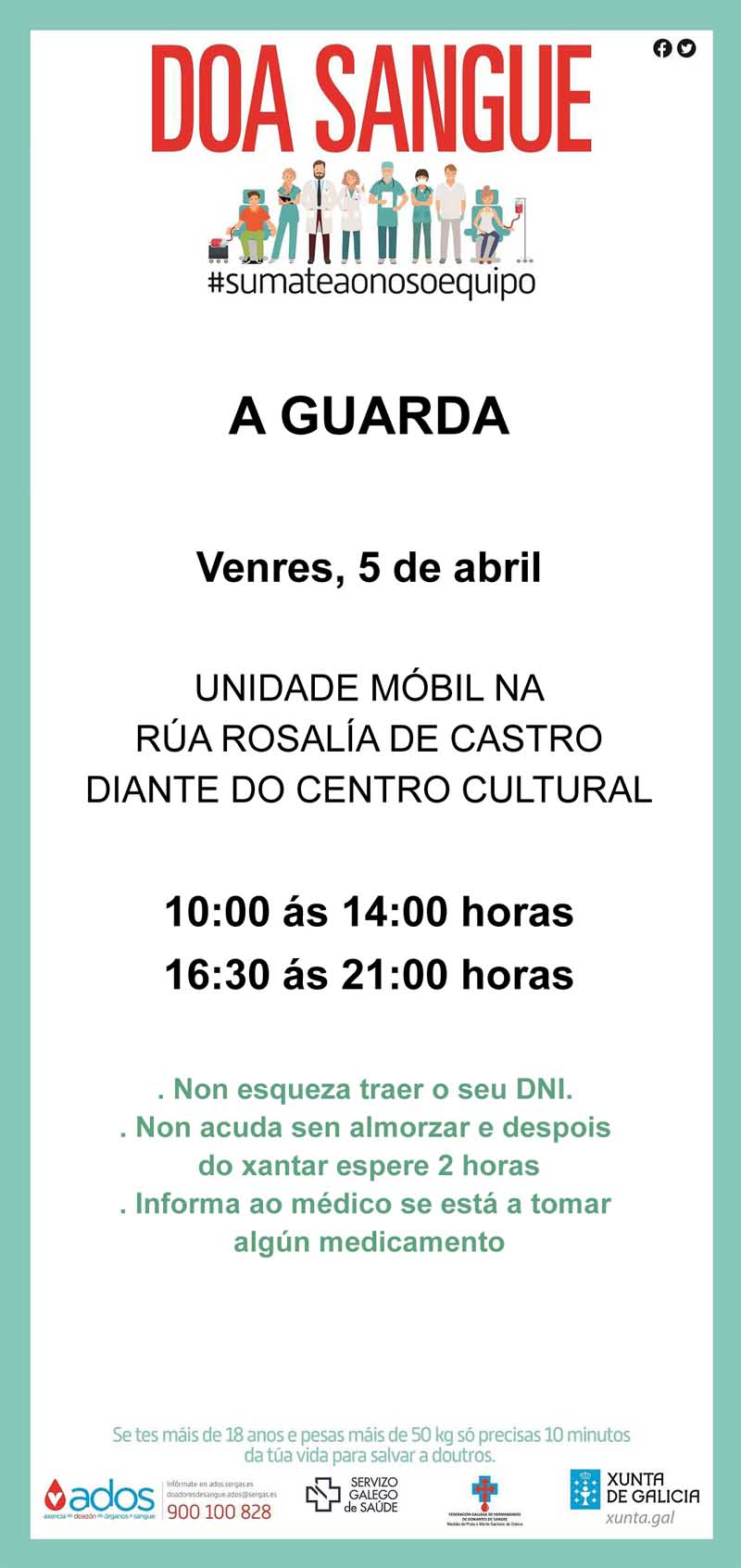 Este autobús estará emprazado na Rúa Rosalía de Castro(Ao Carón do Centro Cultural) o venres 5 en horario de 10:00 ás 14:00 e de 16:30 ás 21:00 horas.