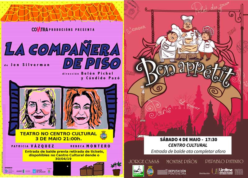 A Concellería de Cultura do Concello da Guarda programa para a primeira fin de semana do mes de maio dúas obras de teatro, unha para público infantil e familiar e outra para todas as idades.