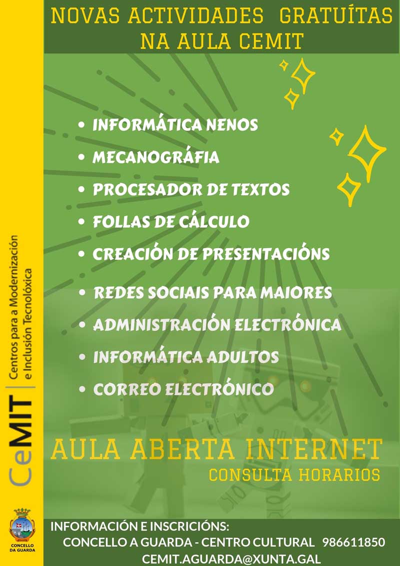 Nova programación gratuíta na Aula CeMIT da Guarda ata fin de ano ...