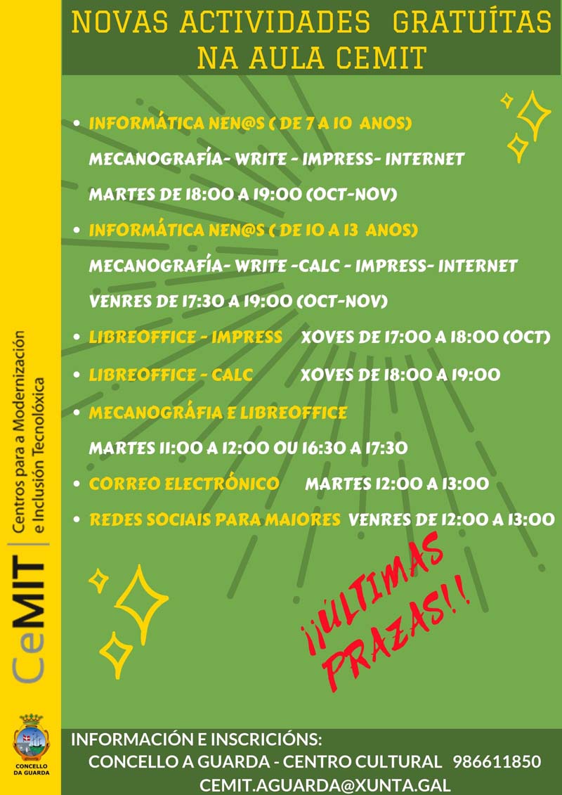 Últimas prazas para os cursos de informática na Aula CeMIT da Guarda ...