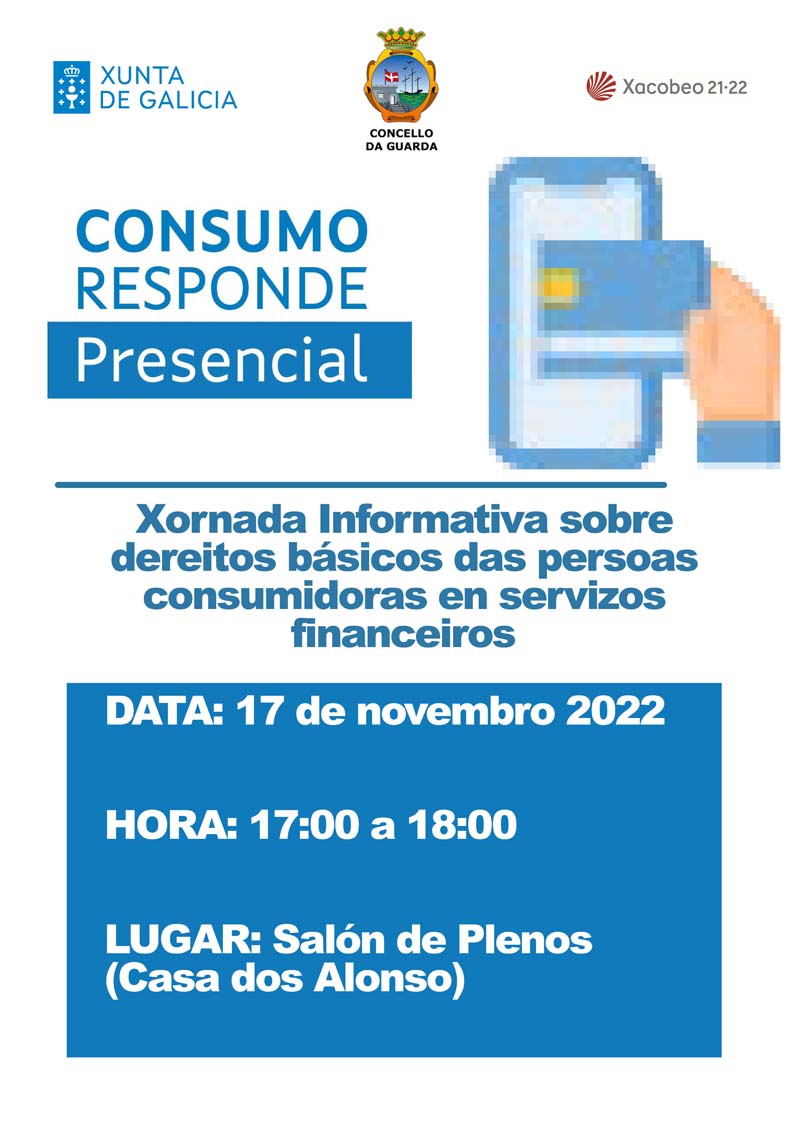 Xornada informativa sobre dereitos básicos das persoas consumidoras en servizos financeiros o 17 de novembro na Guarda