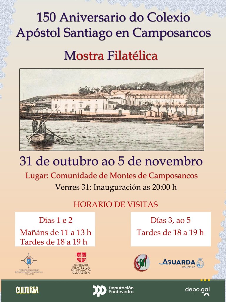 Unha exposición da Sociedade Filatélica conmemora o 150 aniversario do Colexio Apóstol de Santiago