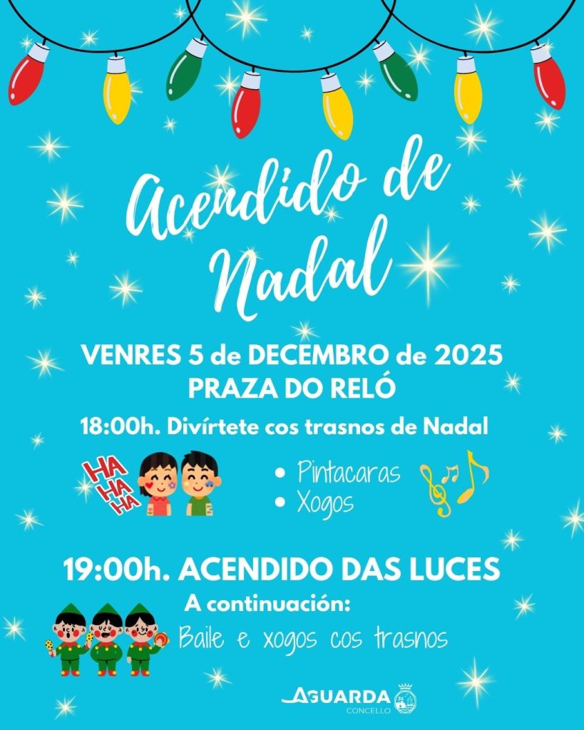 A Guarda inicia o Nadal nesta ponte co acendido da iluminación das rúas