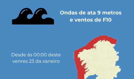 Aviso vermello no mar a partir das 00:00 en Galicia