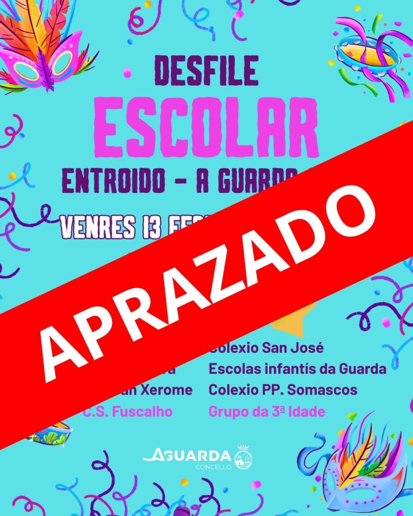 Adiado o desfile escolar de Entroido pola previsión meteorolóxica