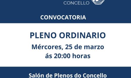 Convocatoria de pleno ordinario para o mércores 25