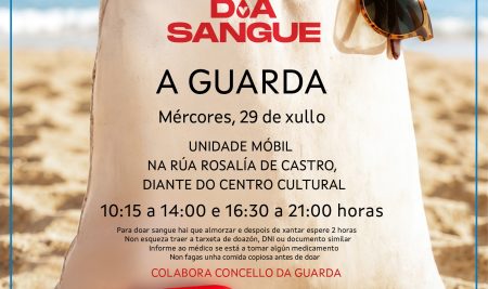 A unidade móbil da Axencia de Doazón de Órganos e Sangue visita A Guarda mañá, 29 de xullo