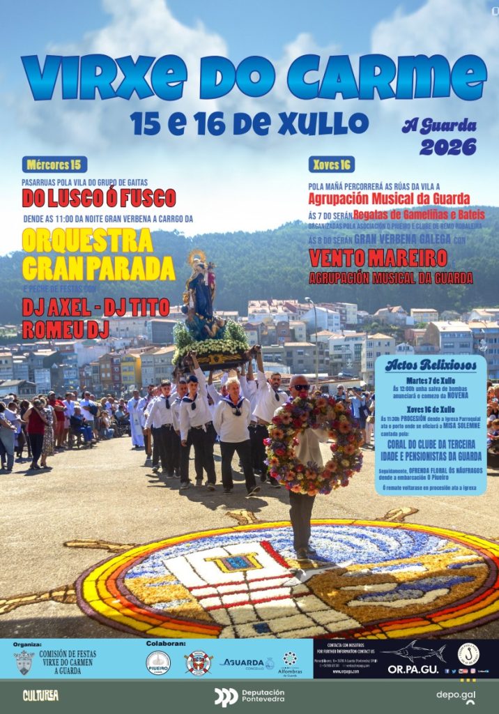A Guarda celebra os días 15 e 16 de xullo a festa da Virxe do Carme