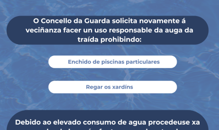 O Concello da Guarda insiste na necesidade de facer un uso responsable da auga da traída ante o elevado consumo e a situación de seca