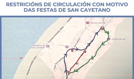 A Policía Local da Guarda informa de restricións de circulación con motivo das Festas de San Cayetano