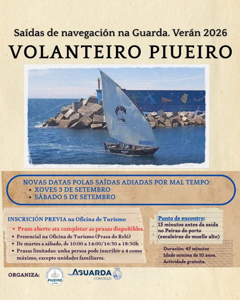 O Concello da Guarda e a Asociación Piueiro habilitan novas datas para as saídas de navegación no Volanteiro Piueiro