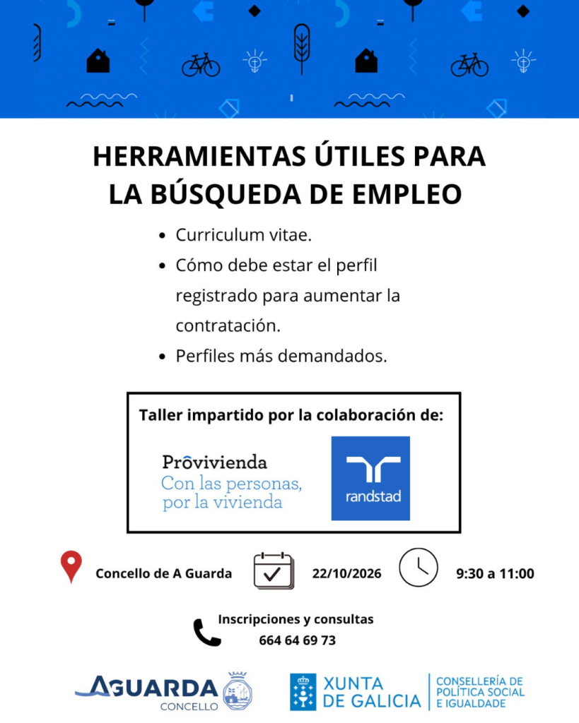 O Concello da Guarda organiza unha xornada sobre ferramentas útiles para a busca de emprego