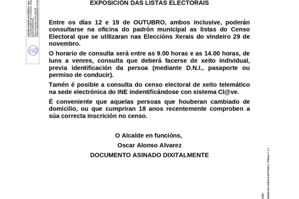 Listas Censo Electoral Eleccións